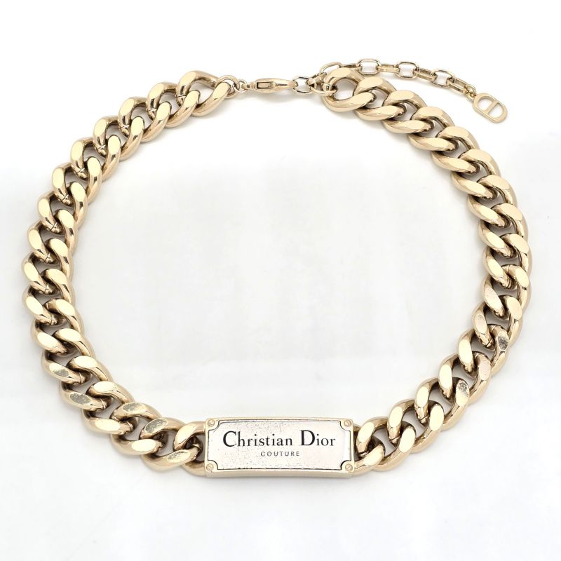 Christian Dior Couture Plate Choker Necklace 48 cm Long Light — view 9