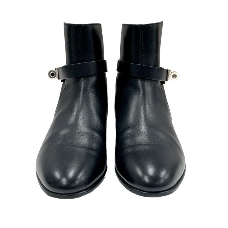 Hermes Neo Boots Short Shoes Leather Black Silver Kelly Hardware — view 2