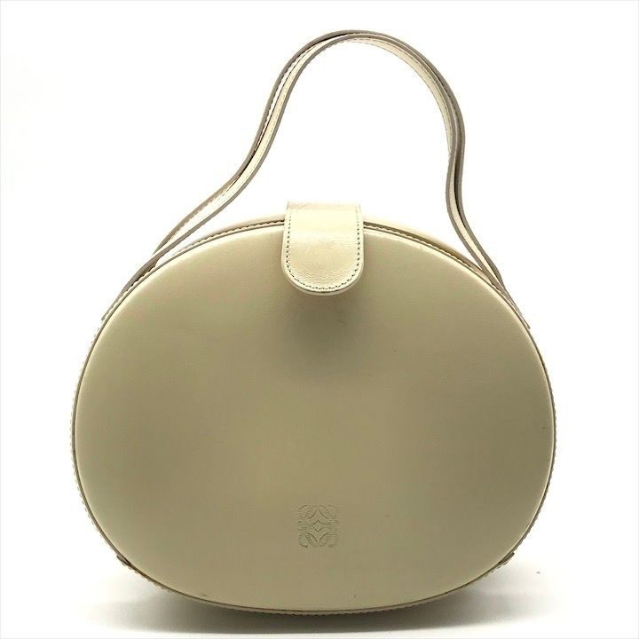 Loewe Vintage Anagram Mini Round Hand Bag Leather Beige Bag