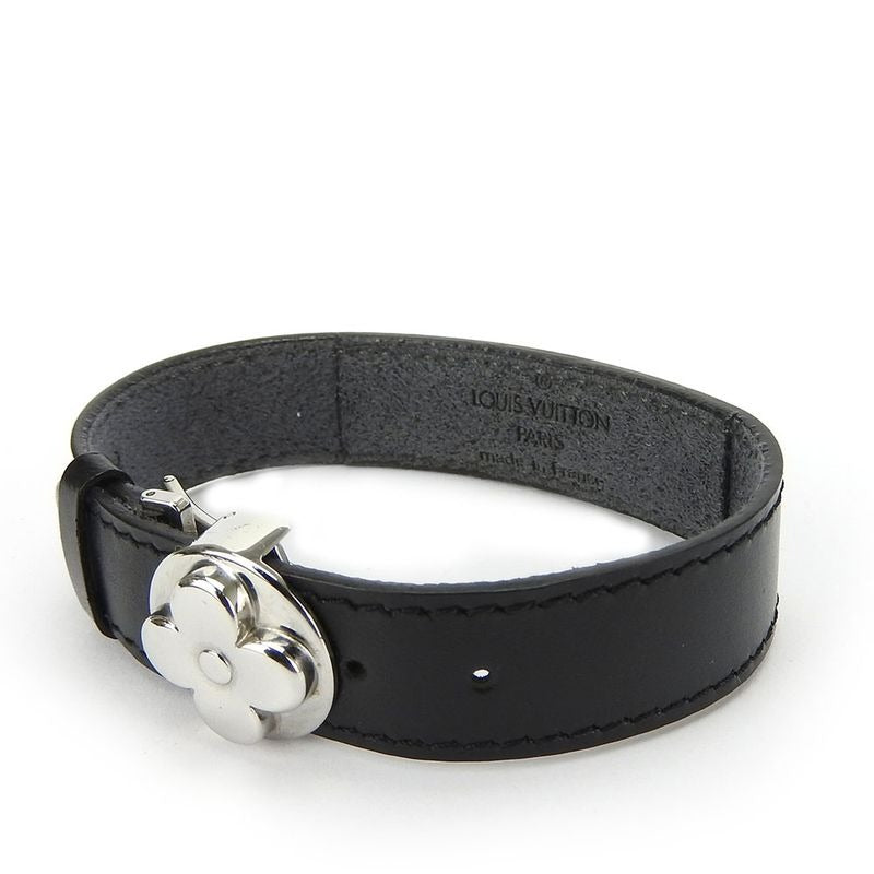 Louis Vuitton Bracelet Vu Good Luck Leather Black Silver Hardware — view 2