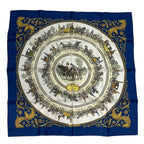 Hermes Scarf Silk Carre 90 la Promenade de Longchamps Walk to Long Chien Navy — view 2