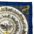 Hermes Scarf Silk Carre 90 la Promenade de Longchamps Walk to Long Chien Navy — view 4