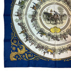 Hermes Scarf Silk Carre 90 la Promenade de Longchamps Walk to Long Chien Navy — view 6