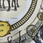 Hermes Scarf Silk Carre 90 la Promenade de Longchamps Walk to Long Chien Navy — view 7