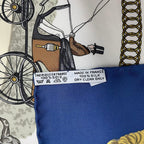 Hermes Scarf Silk Carre 90 la Promenade de Longchamps Walk to Long Chien Navy — view 8