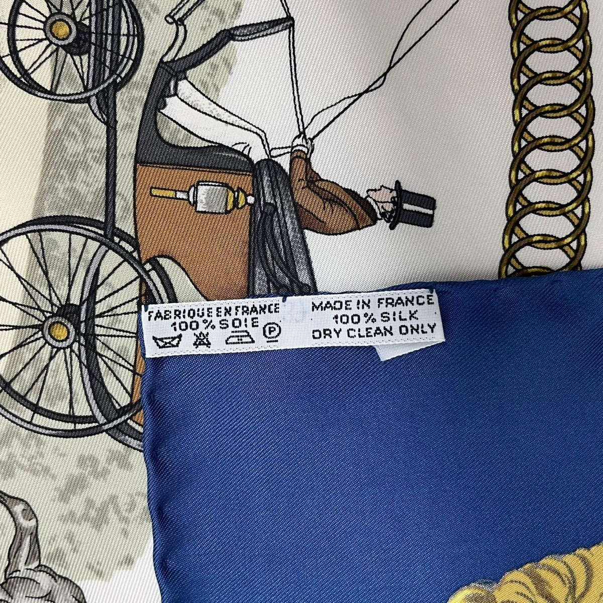 Hermes Scarf Silk Carre 90 la Promenade de Longchamps Walk to Long Chien Navy — view 8