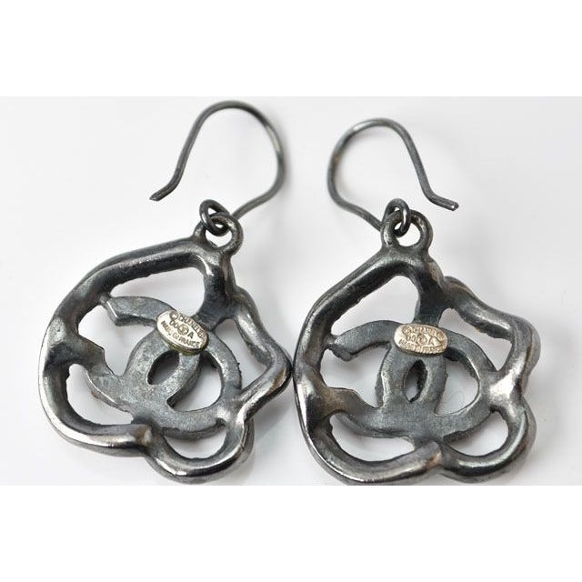Chanel Camellia Motif With Coco Mark Rhinestones In Chrome Silver — view 4
