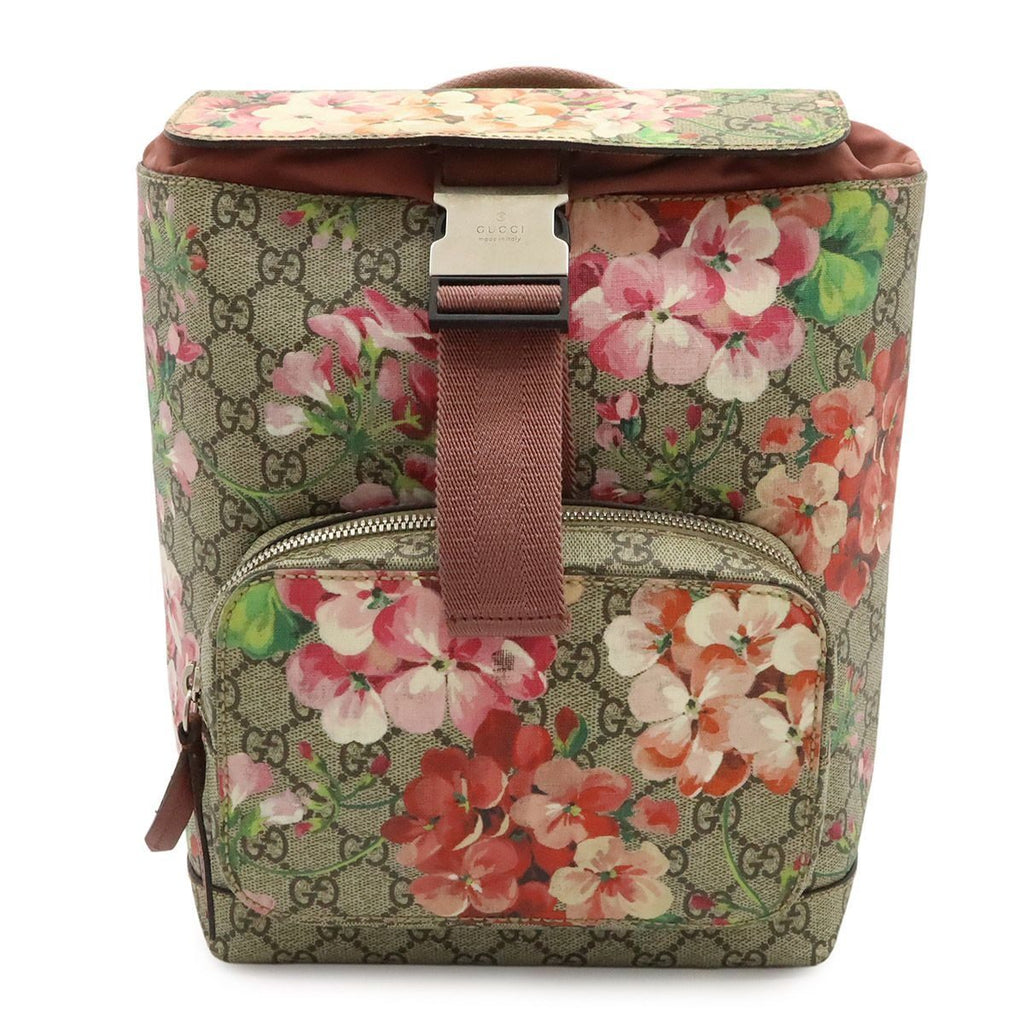 Gucci GG Blooms Supreme Backpack Flower Floral Pattern Beige Pink Multicolor