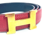 Hermes Belt H Constance Mini Leather Red and Navy — view 6