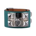 Hermes Collier de Chien Green Silver Leather S R?q Bracelet