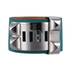 Hermes Collier de Chien Green Silver Leather S R?q Bracelet — view 2