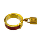 Hermes Scarf Ring Gold Red Leather