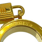 Hermes Scarf Ring Gold Red Leather
