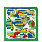 Hermes Scarf Carre 90 Green Blue White Thalass