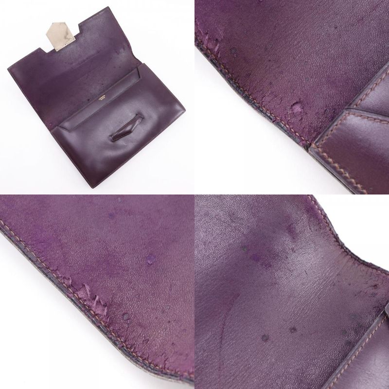 Hermes Faco Vintage Box Calf Bordeaux I Clutch Bag — view 8