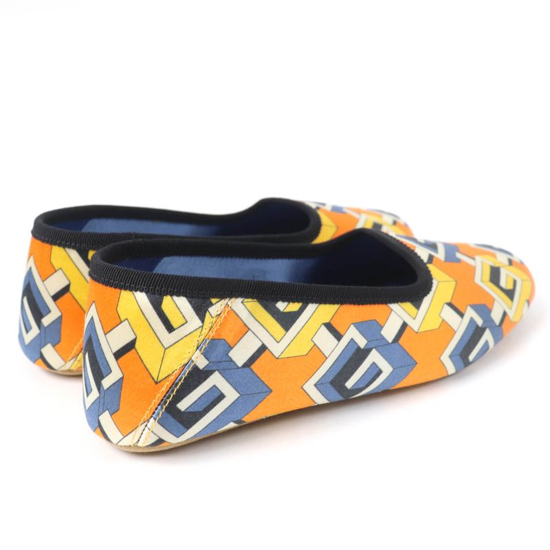 Gucci Geometric G All Over Logo Satin Room Shoes In Orange 37 — view 3