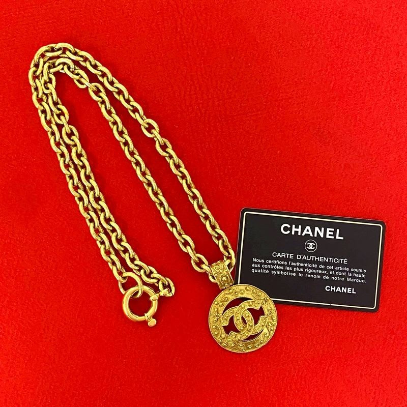 Chanel Vintage Coco Motif GP Chain Necklace Pendant Accessory 94A