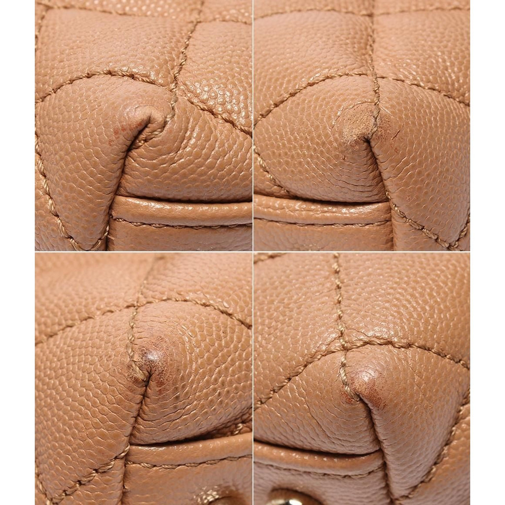 Chanel 2-Way Shoulder Bag Quilted Gold Caviar Leather Coco Handle 29 — view 5