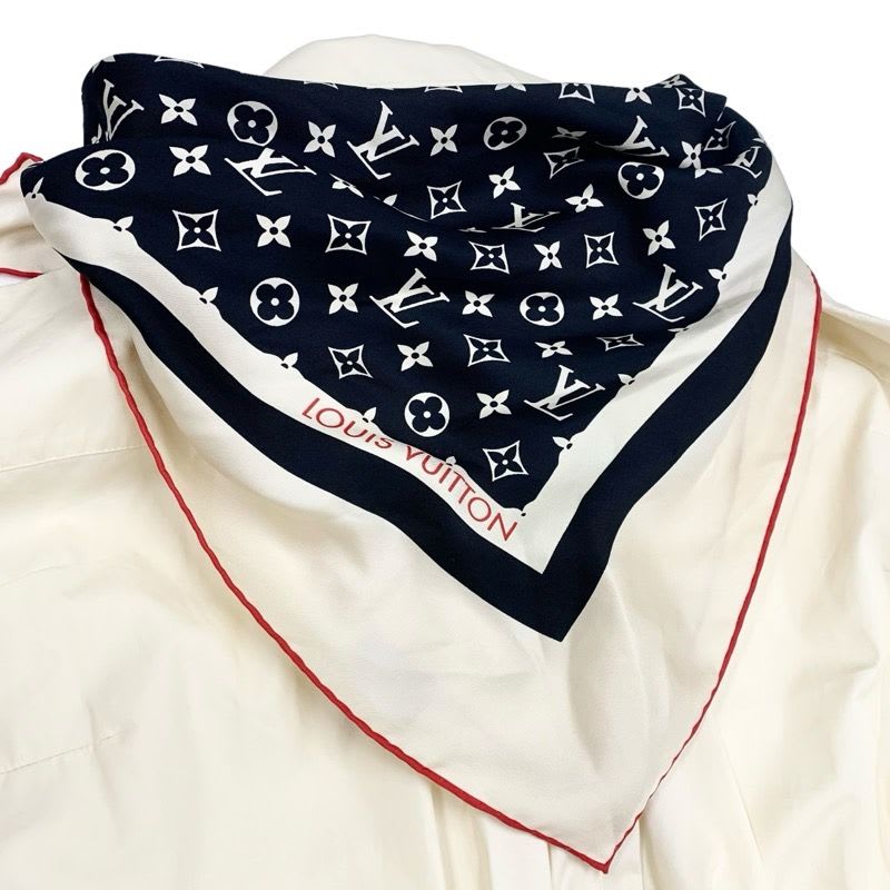 Louis Vuitton Dress Cotton Beige Black Red Scarf Safari Shirt Logo — view 5