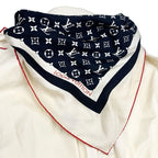Louis Vuitton Dress Cotton Beige Black Red Scarf Safari Shirt Logo — view 5