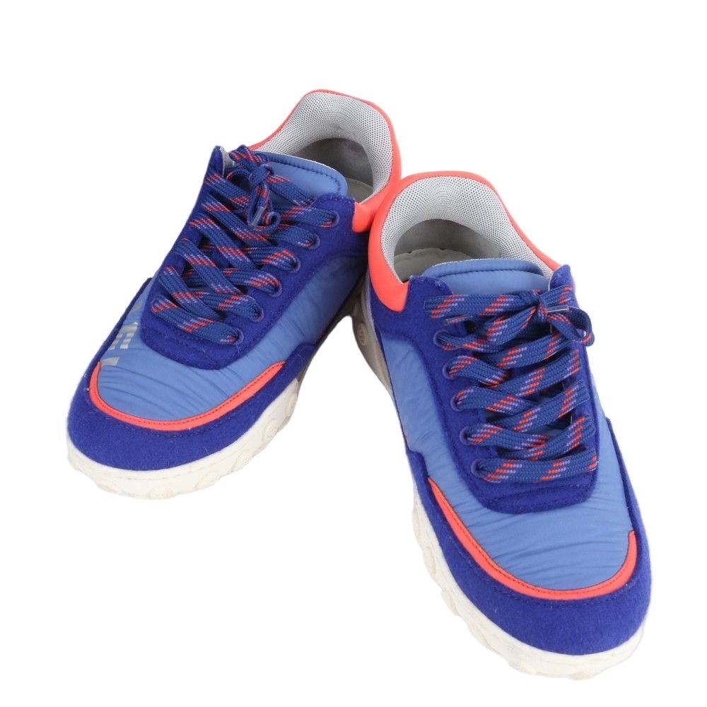 Chanel 36 Blue Leather Nylon Low Cut Sneakers