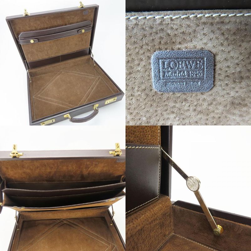 Loewe Business Bag Leather Brown Beige Gold Hardware Attache Case Hard — view 8