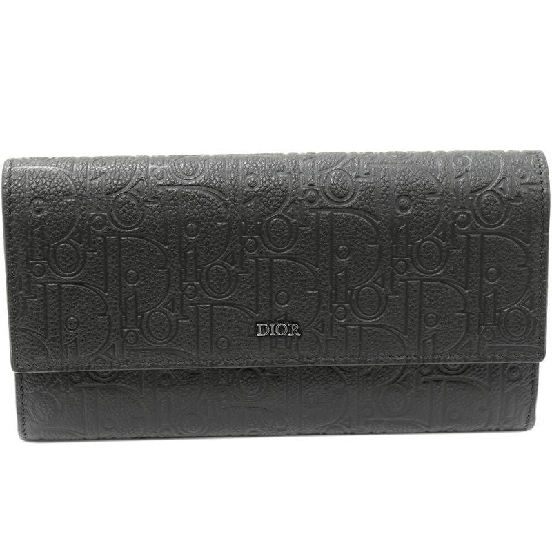 Christian Dior Zipper Long Wallet With Change Pocket Gravity Leather
