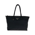 Prada Tessuto Triangle Logo Plate Black Silver Hardware Nylon Tote Bag