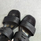 Chanel Coco Mark Caviar Leather Sandals Black 36 Mules — view 3