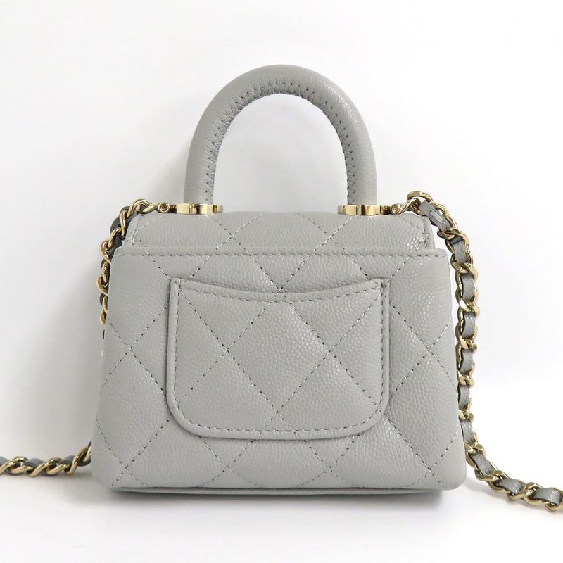 Chanel Quilted Top Handle Flap Bag Caviar Leather Coco 11 cm — view 4