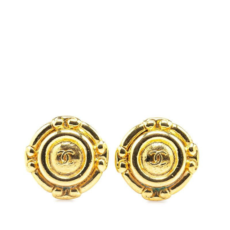 Chanel Coco Mark Round Gold Plated