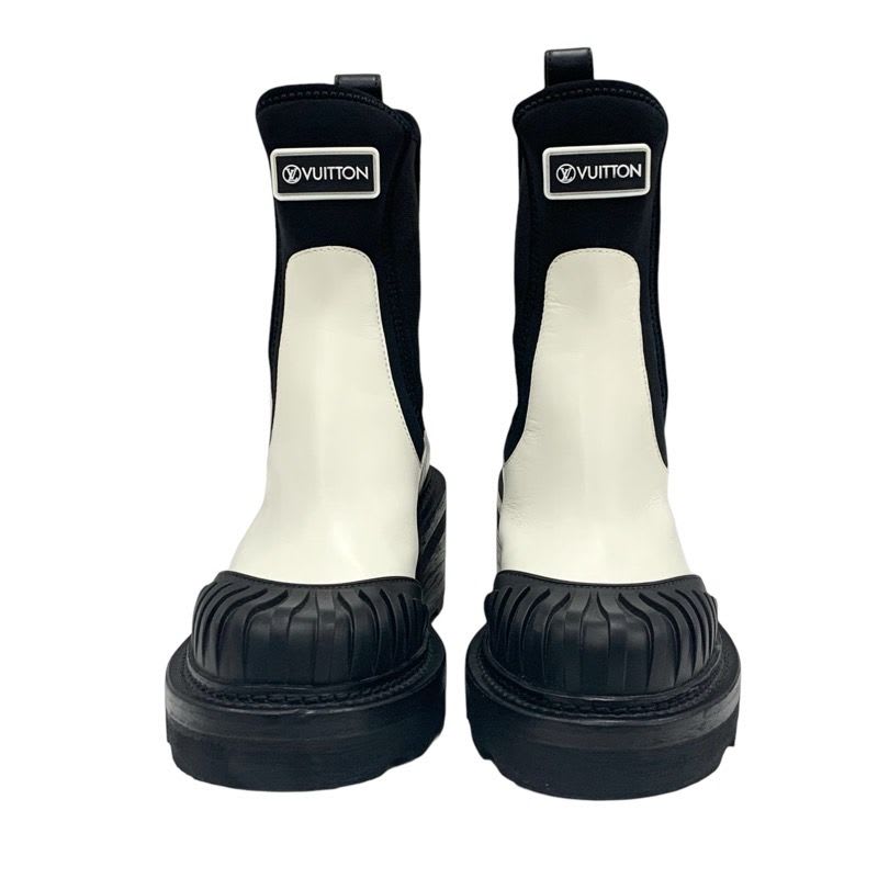 Louis Vuitton Bobur Line Boots Short Shoes Leather Fabric White Black — view 2