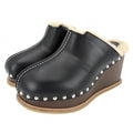 Hermes Sandals Earth Sabot Wedge Sole Studded Shoes 36 Brown X Black Beige