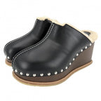 Hermes Sandals Earth Sabot Wedge Sole Studded Shoes 36 Brown X Black Beige