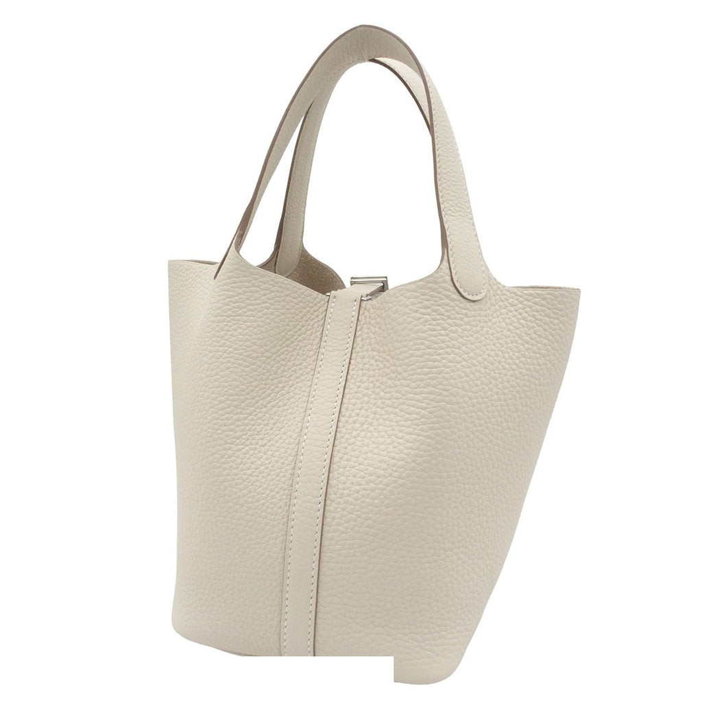 Hermes Picotin Lock PM Cream Silver Taurillon Clemence Handbag — view 2