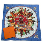 Hermes Carre 90 Silk Scarf Perles DU Kenya Pearls Of Blue Box