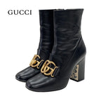 Gucci Double G Boots Short Shoes GG Marmont Leather Black