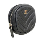 Chanel Coin Case Stitch Lambskin Black Silver — view 2