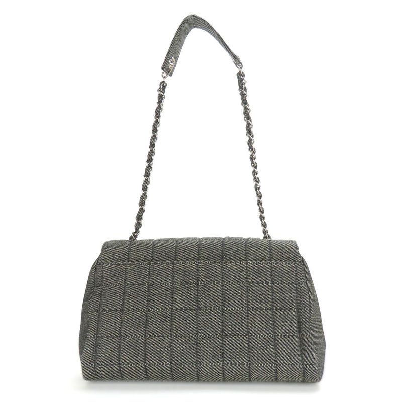 Chanel Shoulder Bag Chocobar Denim Navy Silver Hardware 7 th — view 3