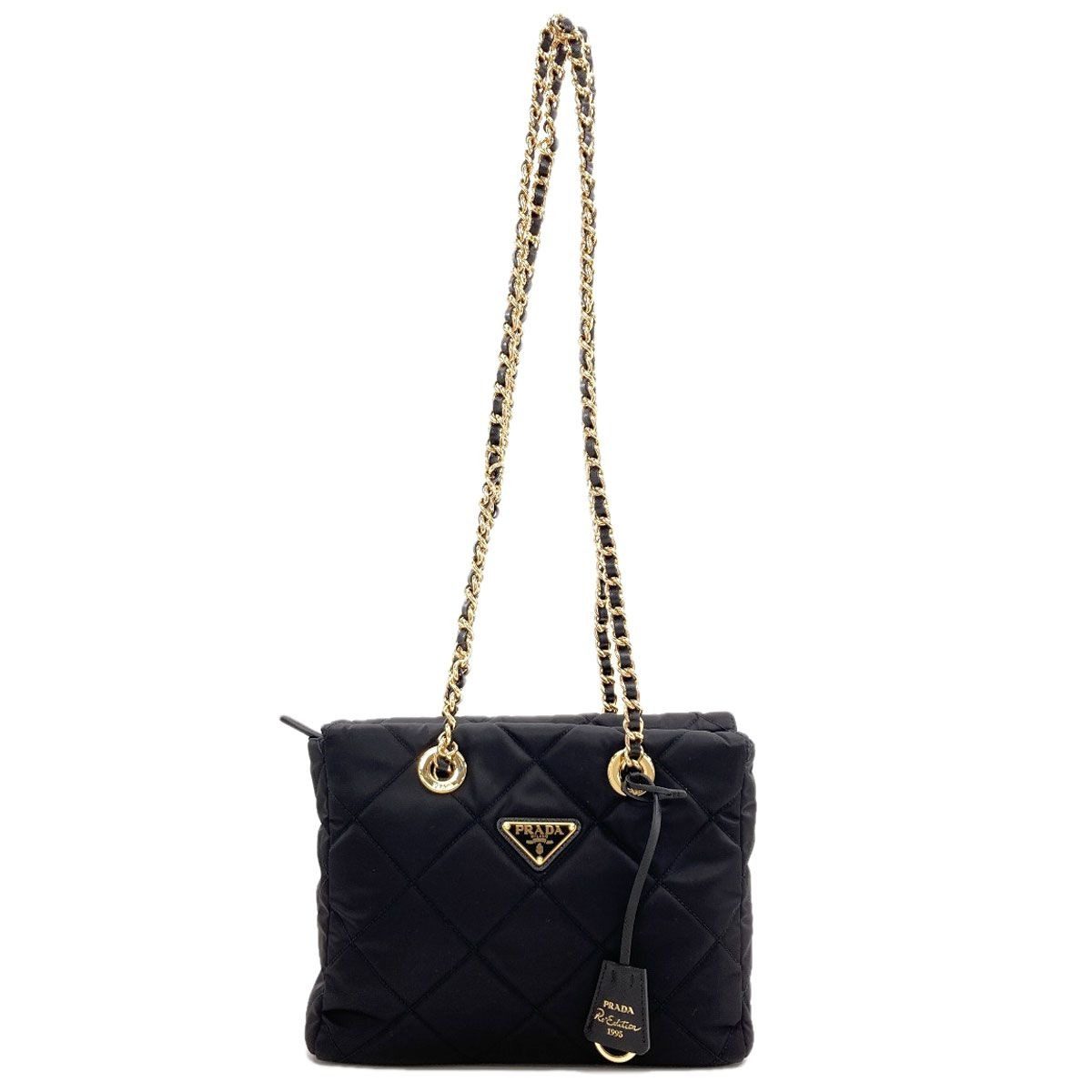 Prada Logo Chain Shoulder Bag Nylon
