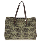 Fendi Vintage Zucchino Beige Brown Canvas Leather Mini Tote