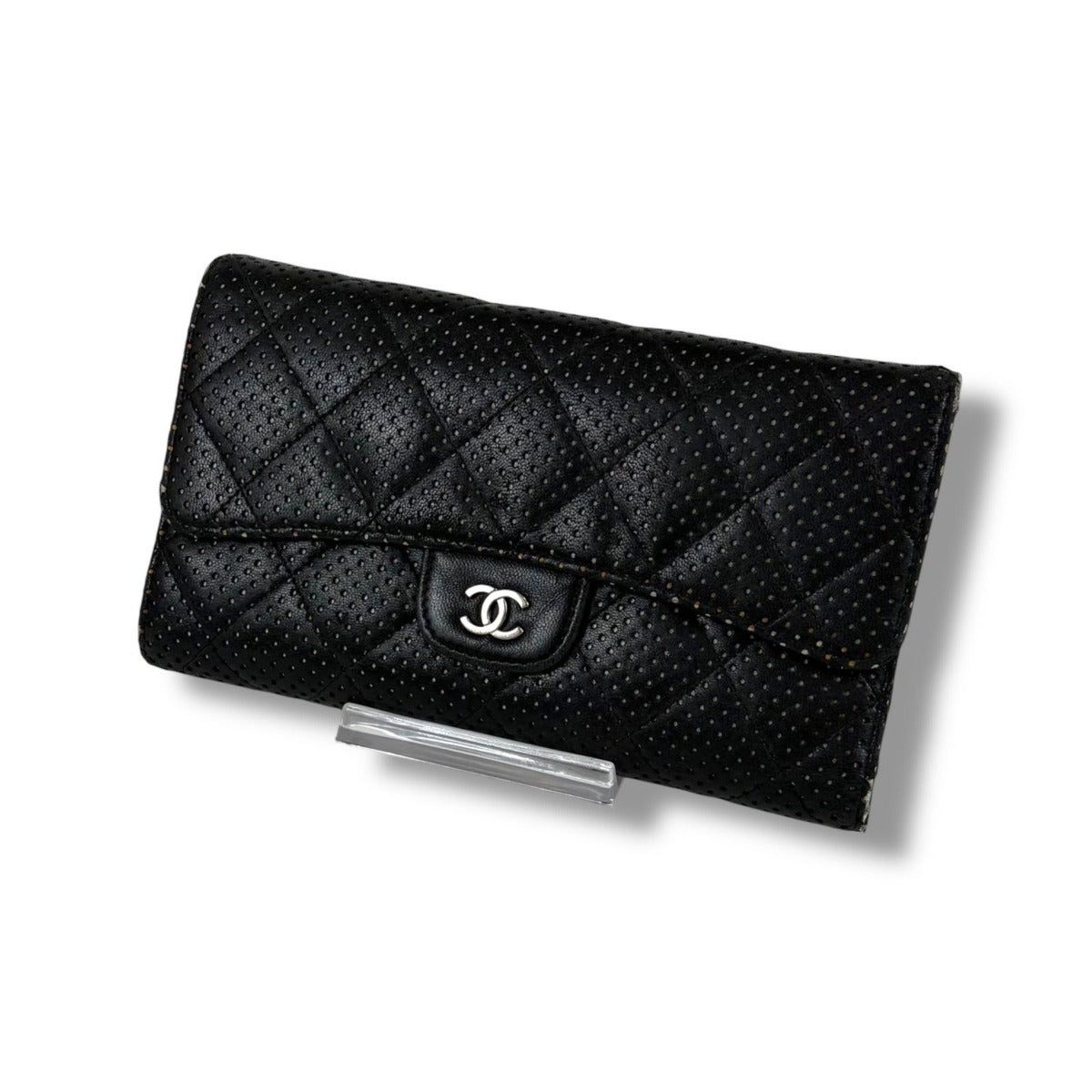 Chanel Long Wallet Bifold Black Lambskin Quilted — view 3