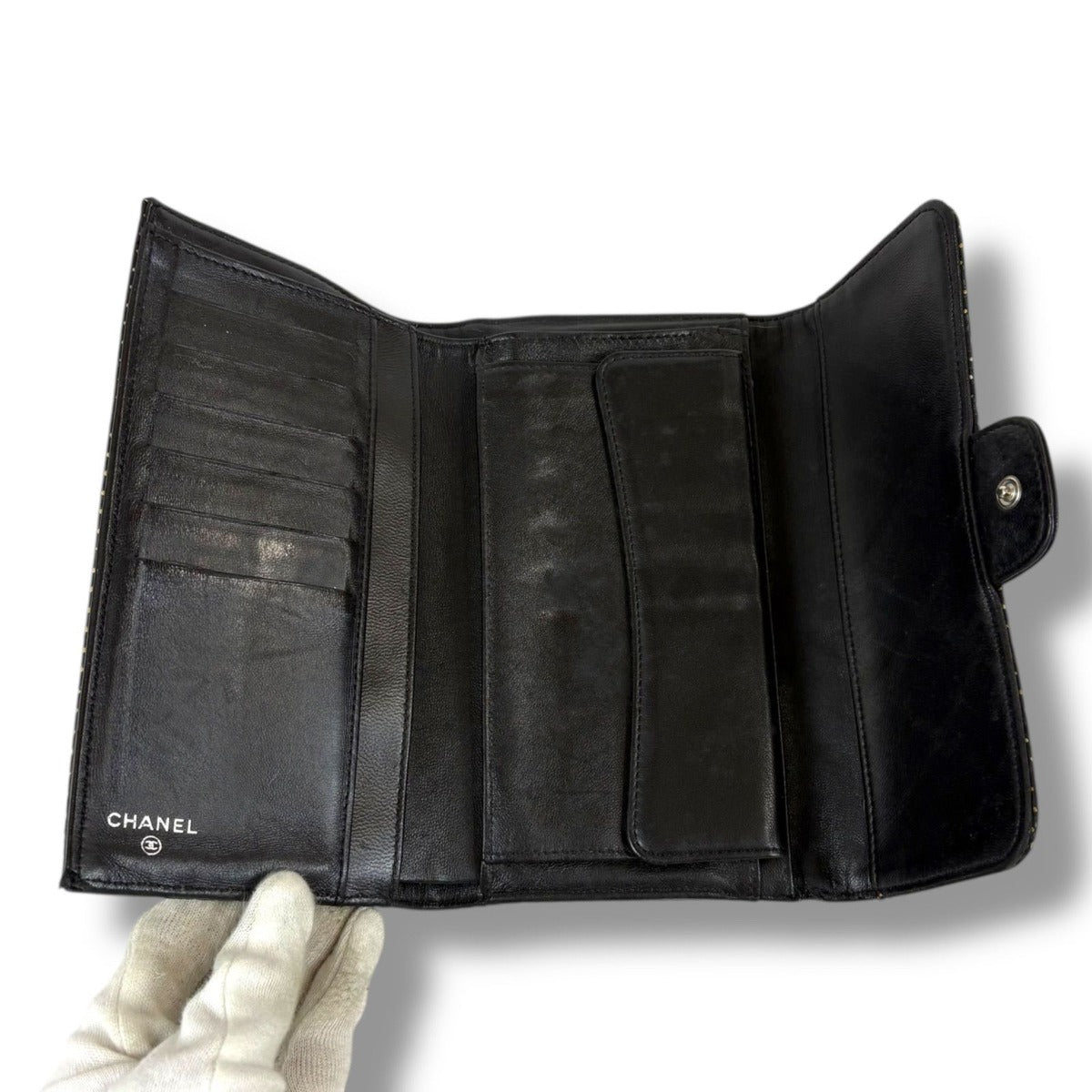 Chanel Long Wallet Bifold Black Lambskin Quilted — view 5