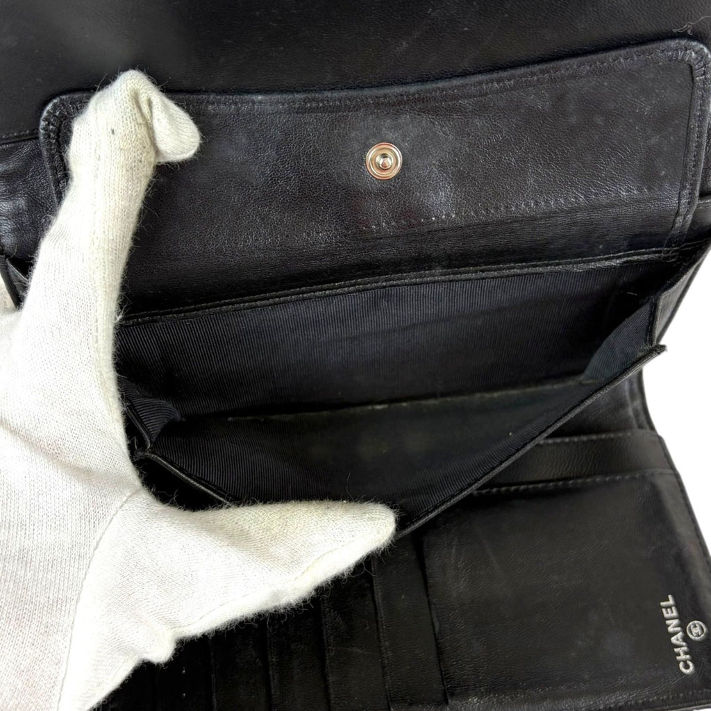 Chanel Long Wallet Bifold Black Lambskin Quilted — view 9