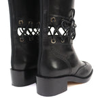 Chanel CC Logo Lace Up Cut Replacement Back Zip Leather Long Boots — view 7