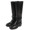 Chanel CC Logo Lace Up Cut Replacement Back Zip Leather Long Boots