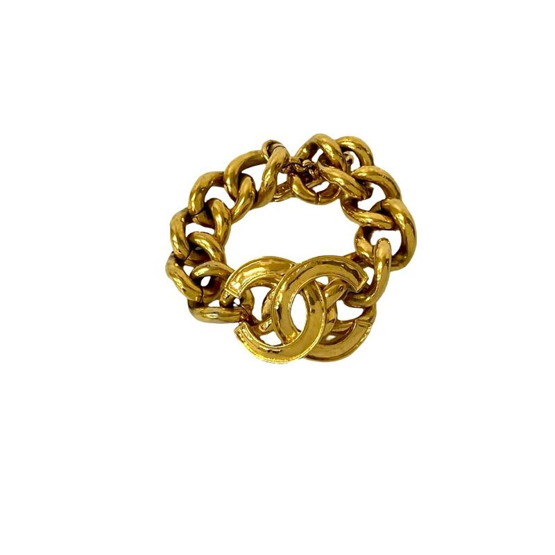 Chanel Coco Mark Motif GP Chain Bracelet Bangle Accessory Gold 94P — view 5
