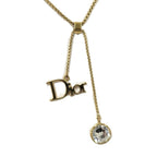Dior Logo Necklace Gold Plated Rhinestone