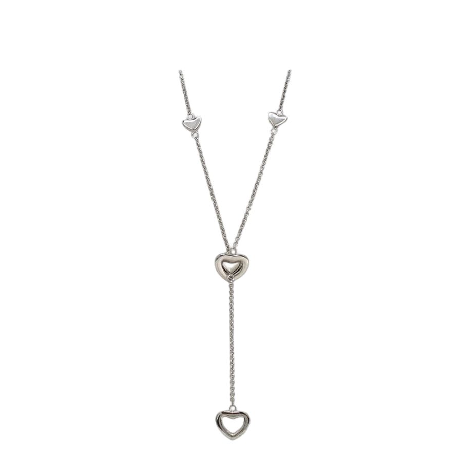 Tiffany & Co Heart Link Lariat Necklace Silver Polished 925 Sterling
