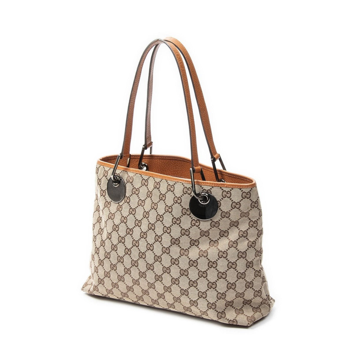 Gucci Small Eclipse Tote Beige Orange GG Canvas — view 2